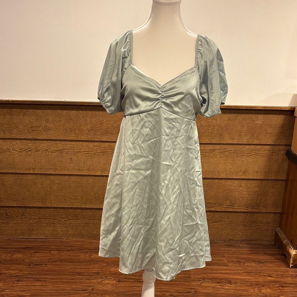 Altar'd State Light Blue Puff Sleeve Mini Dress